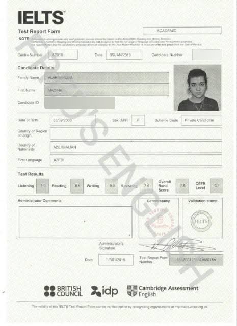 Madina Alakbarova — IELTS 7.5