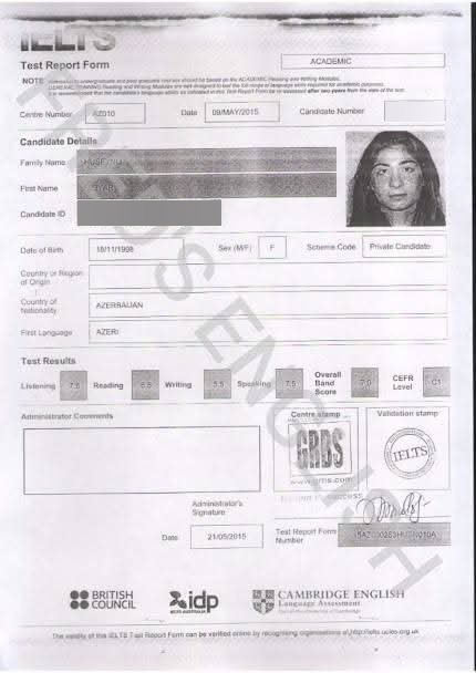 IELTS result — IELTS 7.0