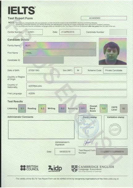 IELTS result — IELTS 6.5