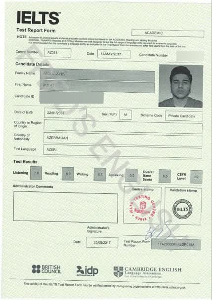 Rufat Abdullayev — IELTS 6.5