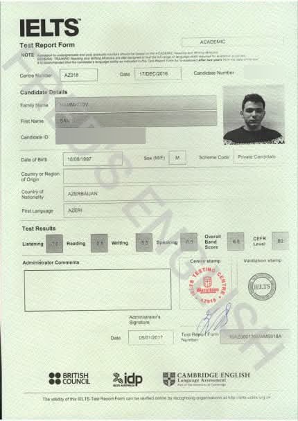 IELTS result — IELTS 6.5