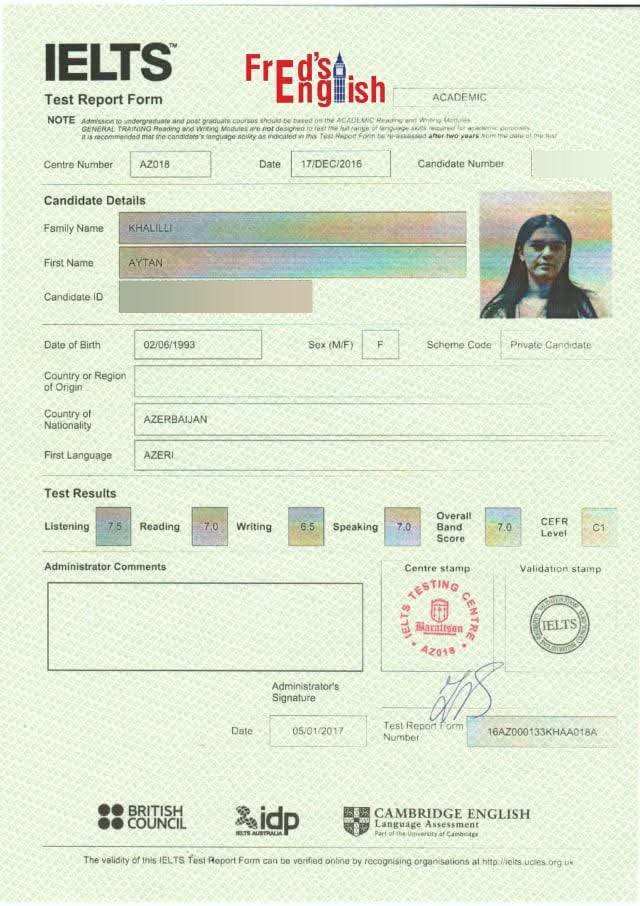 Aytan Khalili — IELTS 7.0