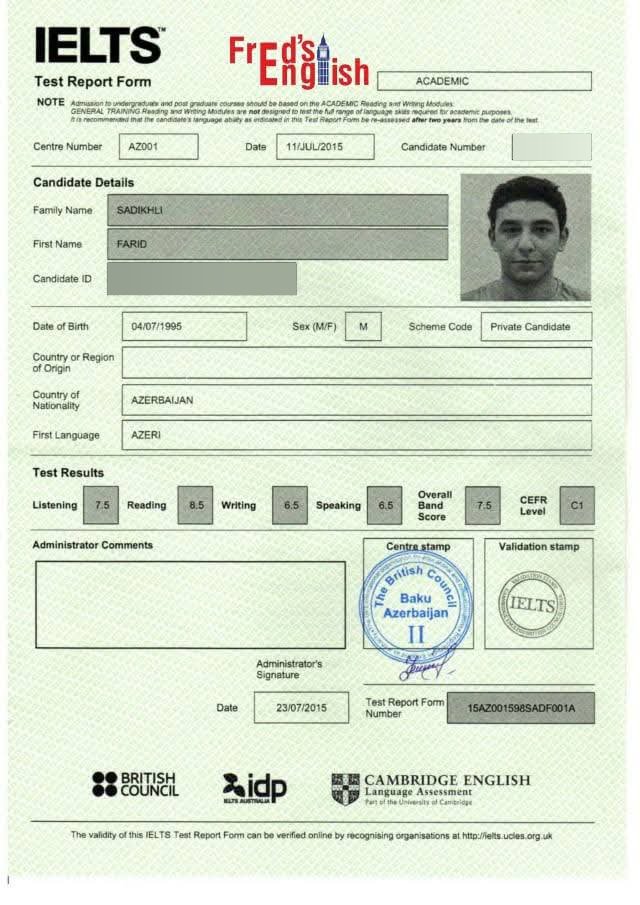 Farid Sadikhli — IELTS 7.5