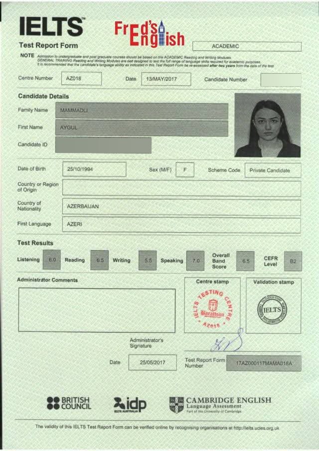 Aygul Mammadli — IELTS 6.5