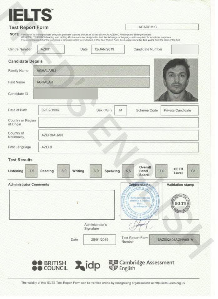 Aghalar Aghalarli — IELTS 7.0