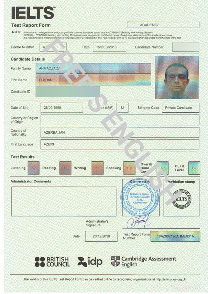 Elkhan Ahmadzada — IELTS 6.5