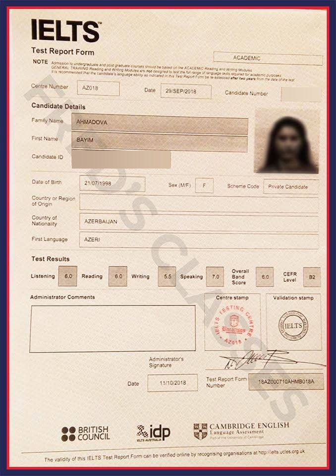 Bayim Ahmadova — IELTS 6.0