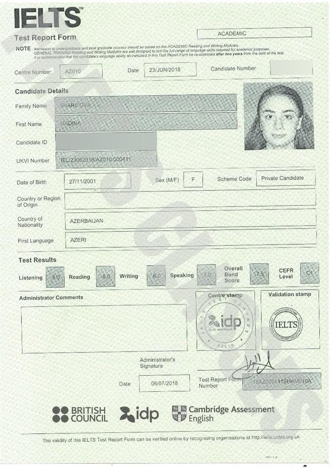 Madina Sharifova — IELTS 7.5