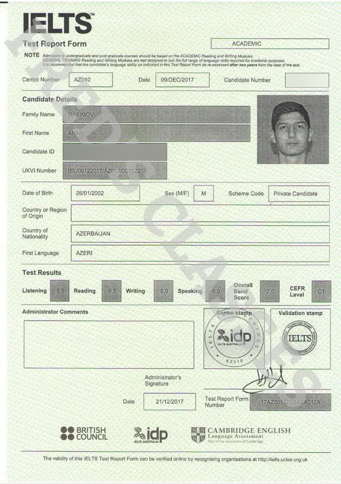 Anar Gasimov — IELTS 7.0