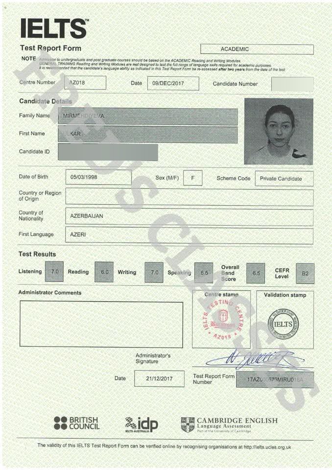 Ulkar Mirmehdiyeva — IELTS 6.5