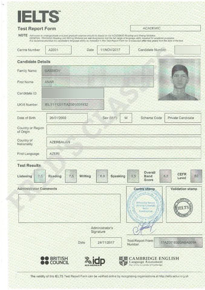 Anar Gasimov — IELTS 6.5
